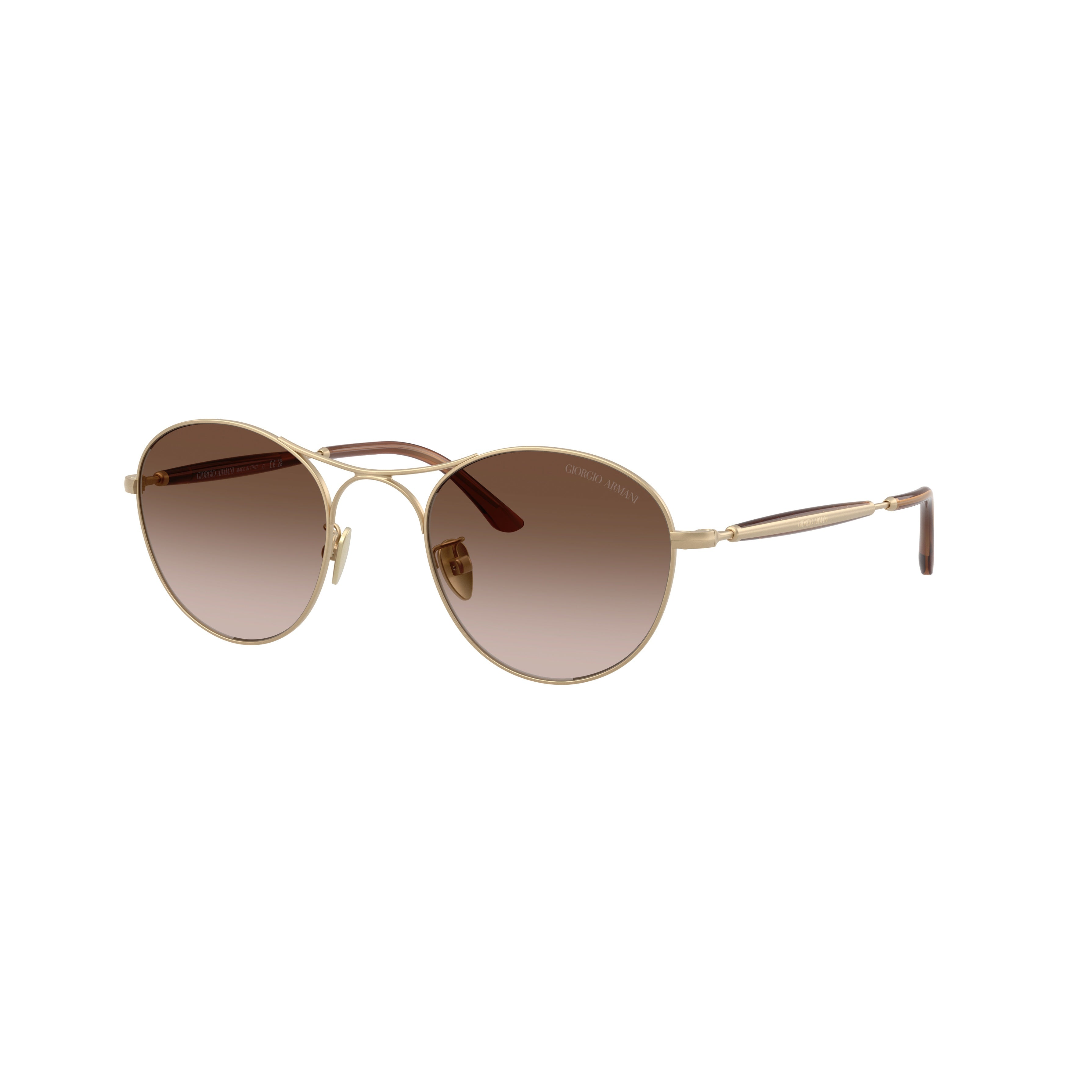 0ar6177 Round Gradient Brown Sunglasses with Gold-Tone Steel Frame