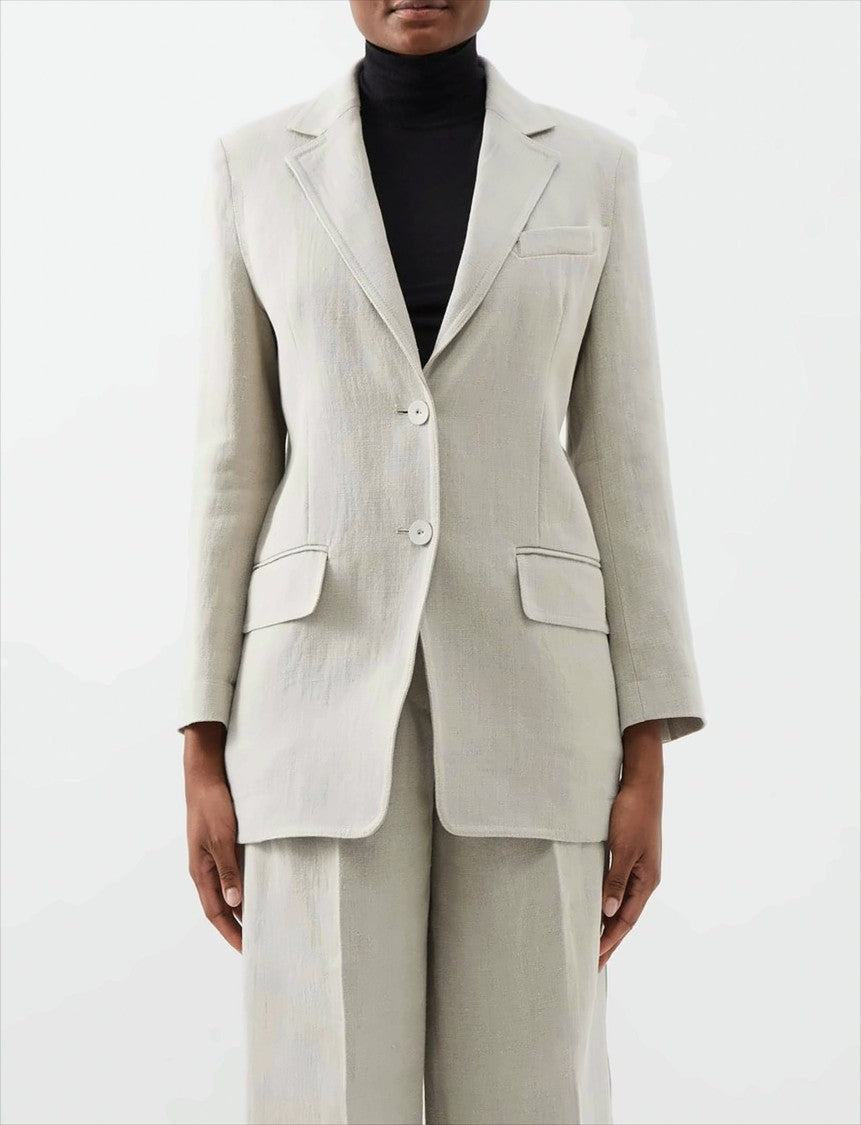 Tailored Linen Single-Breasted Jacket