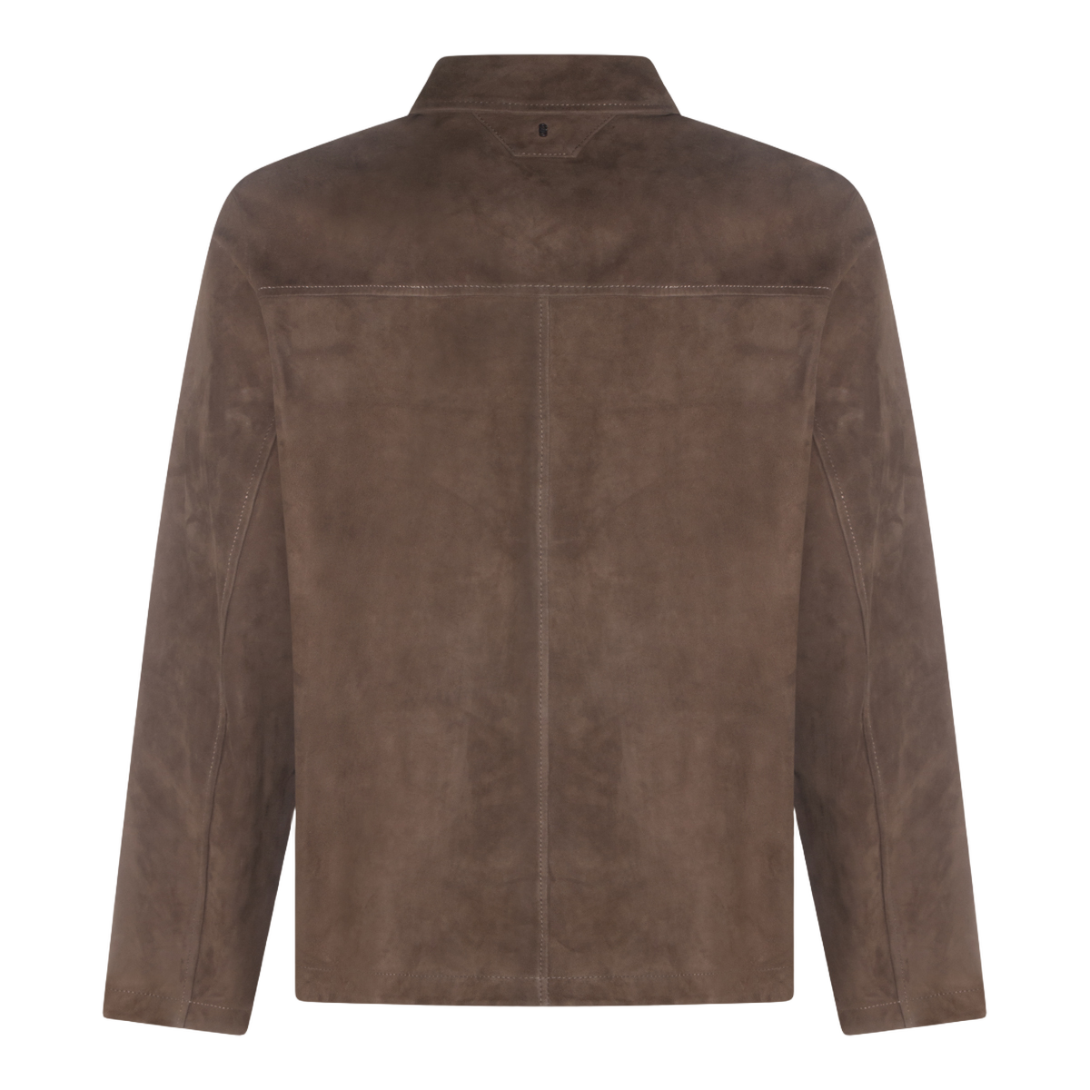 Brown Suede-Like Jacket With Classic Collar