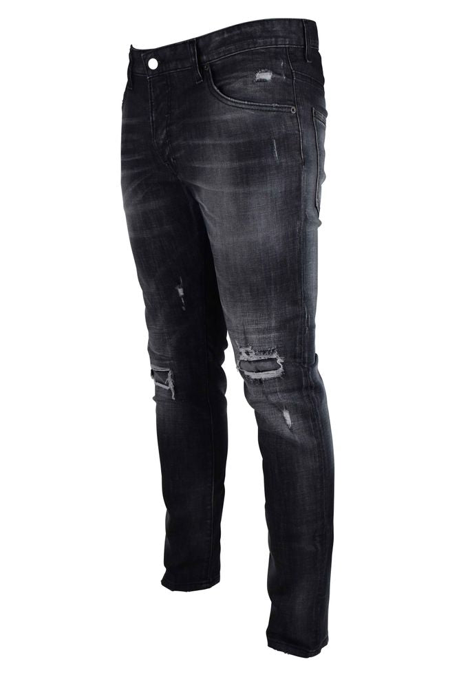 Distressed Dark Cotton Skater Jeans