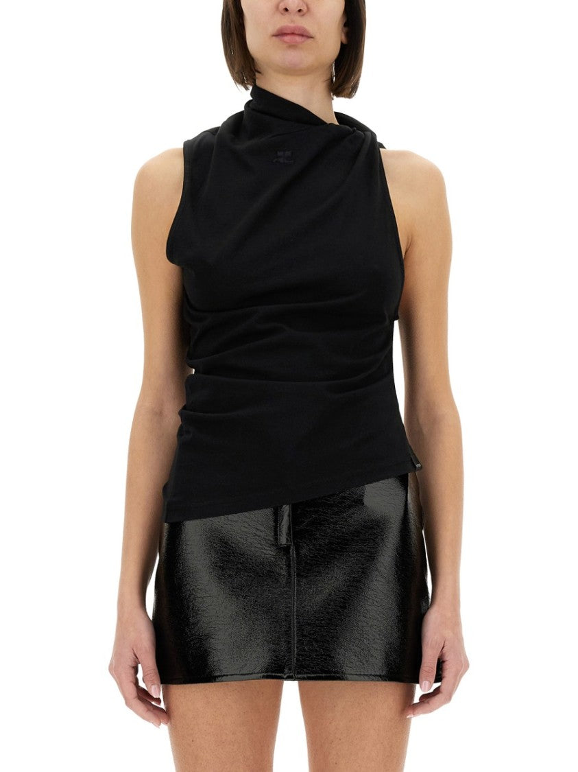 Twisted Design Sleeveless Top In Soft Cotton