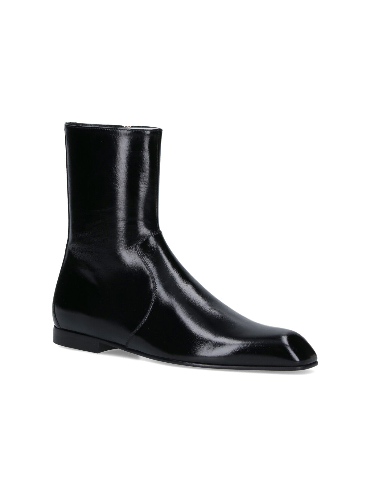 Sophisticated Black Calf Leather Ankle Boot With Gold Hardware
