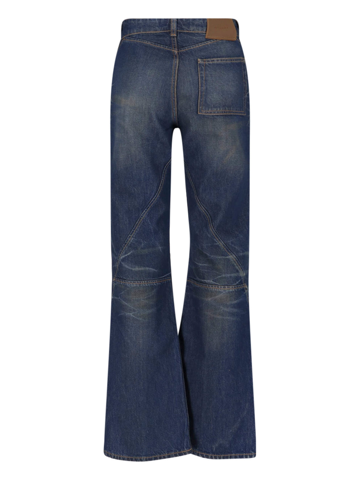 Blue Flared Faded Denim Jeans