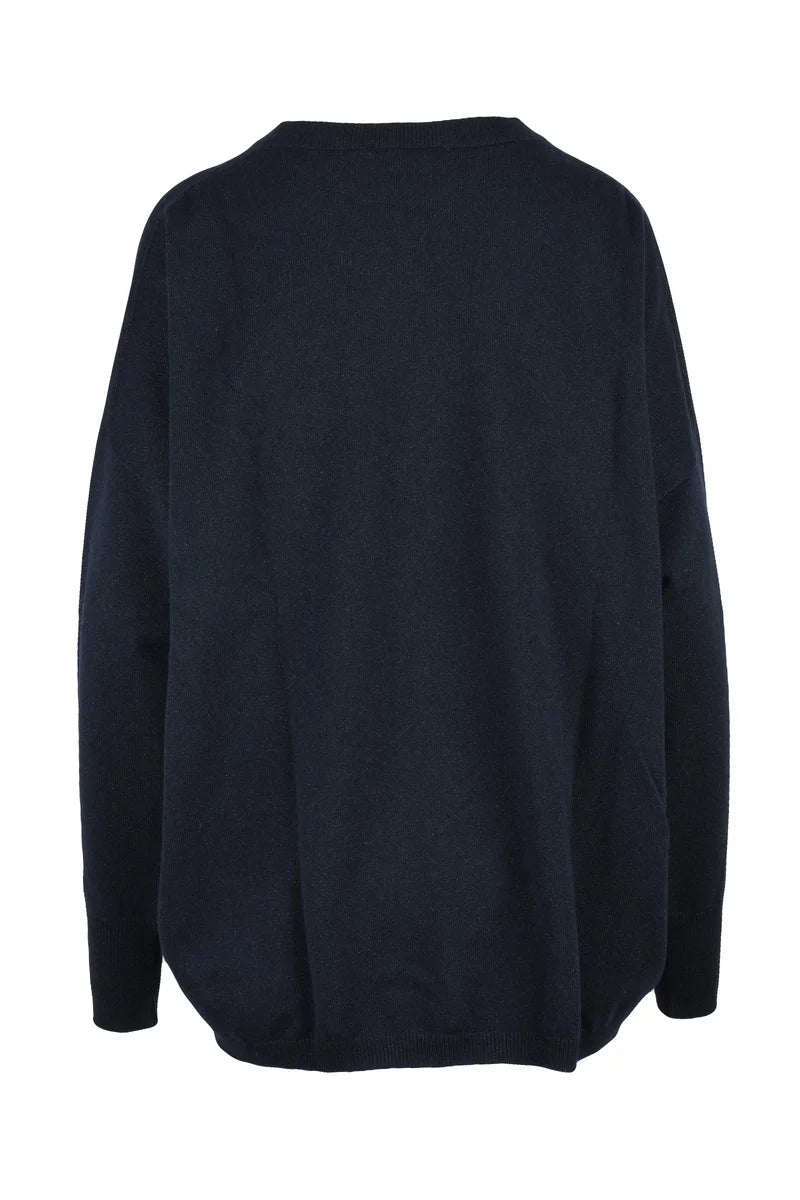 Crew Neck Lamé Sweater - Blue