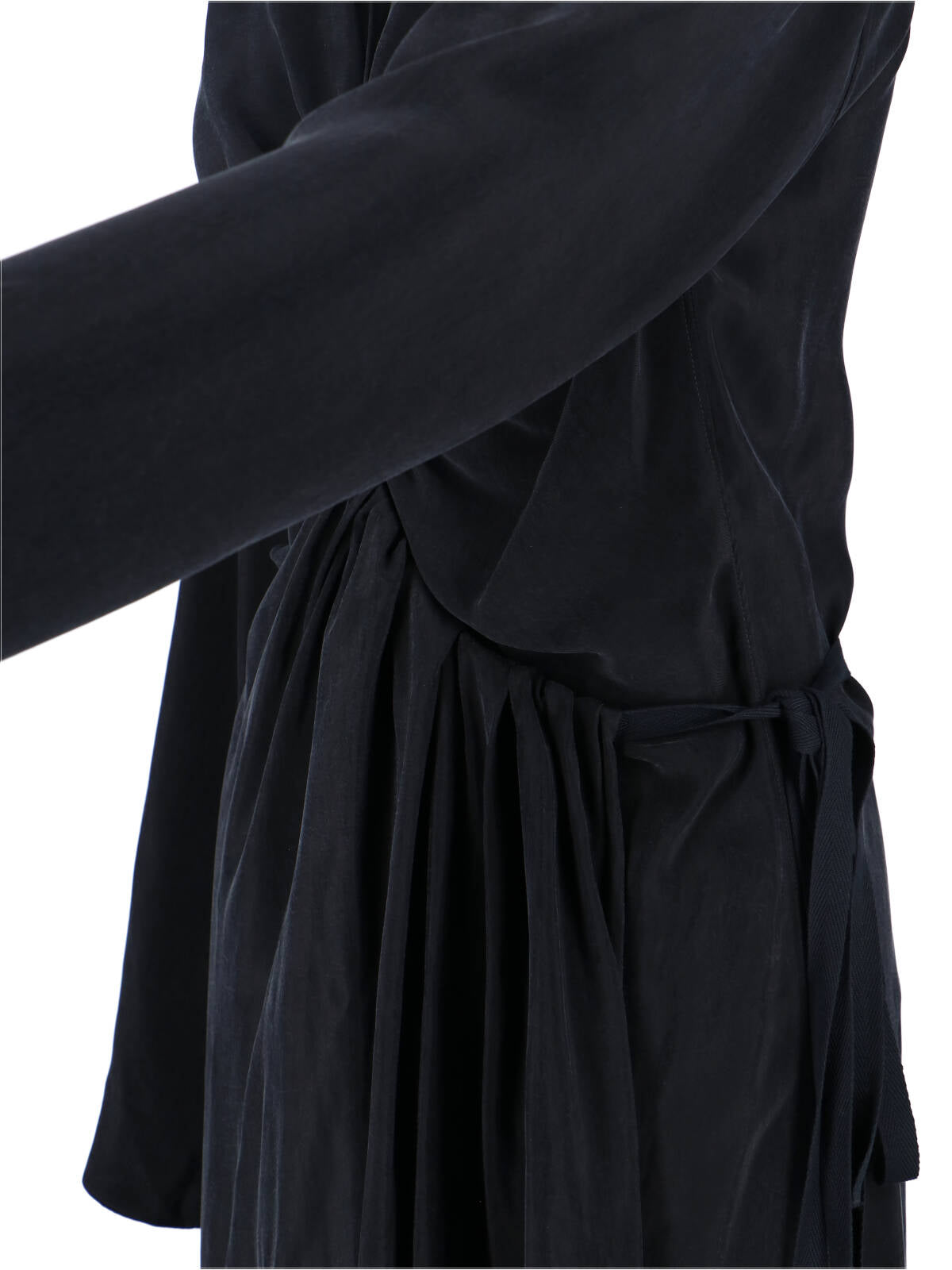 Black Draped Cut-Out Cupro Midi Dress