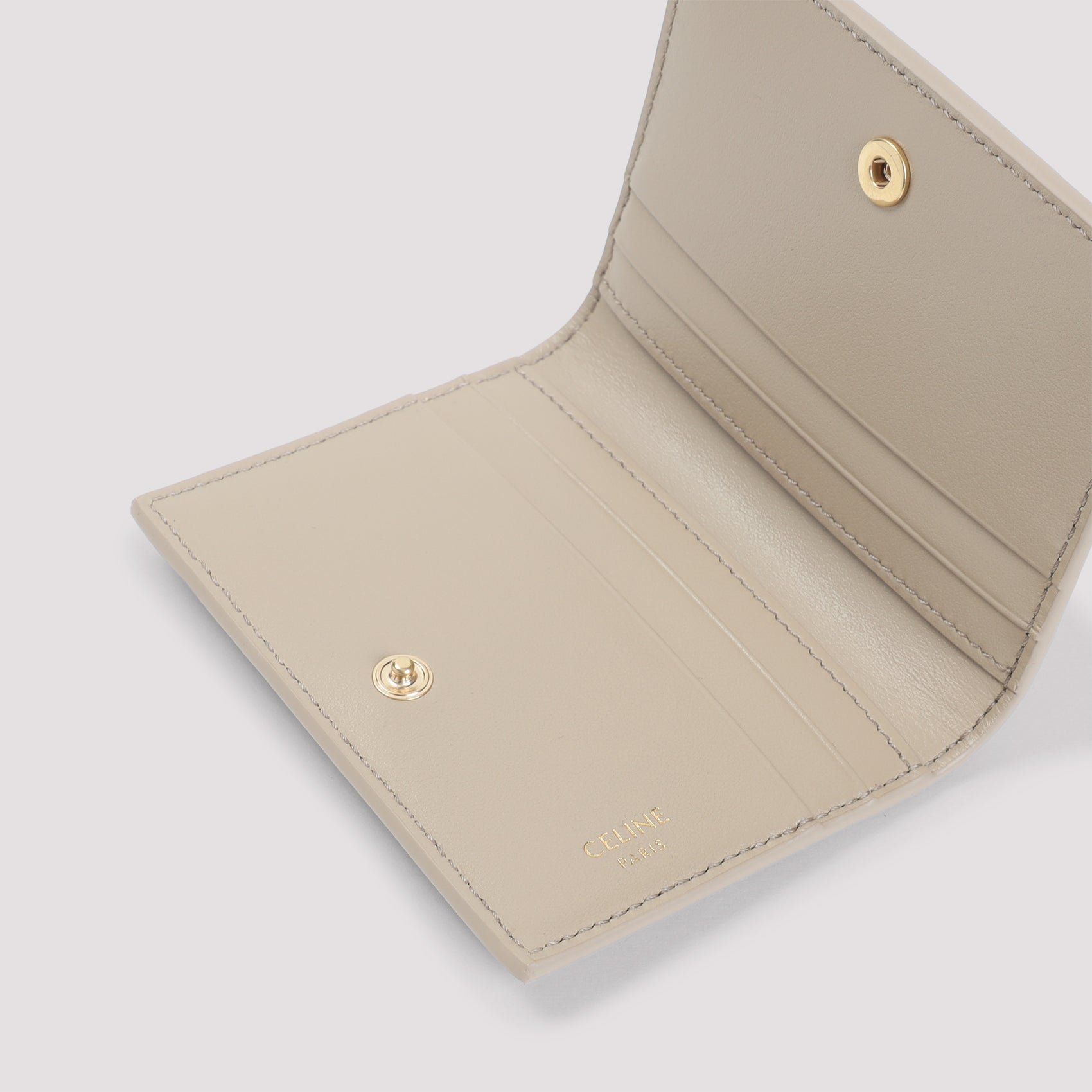 Nude Calf Leather Wallet with Flap Closure