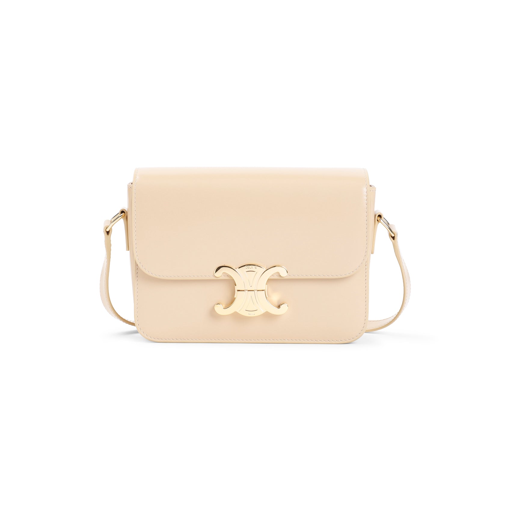 Beige Calf Leather Shoulder Bag