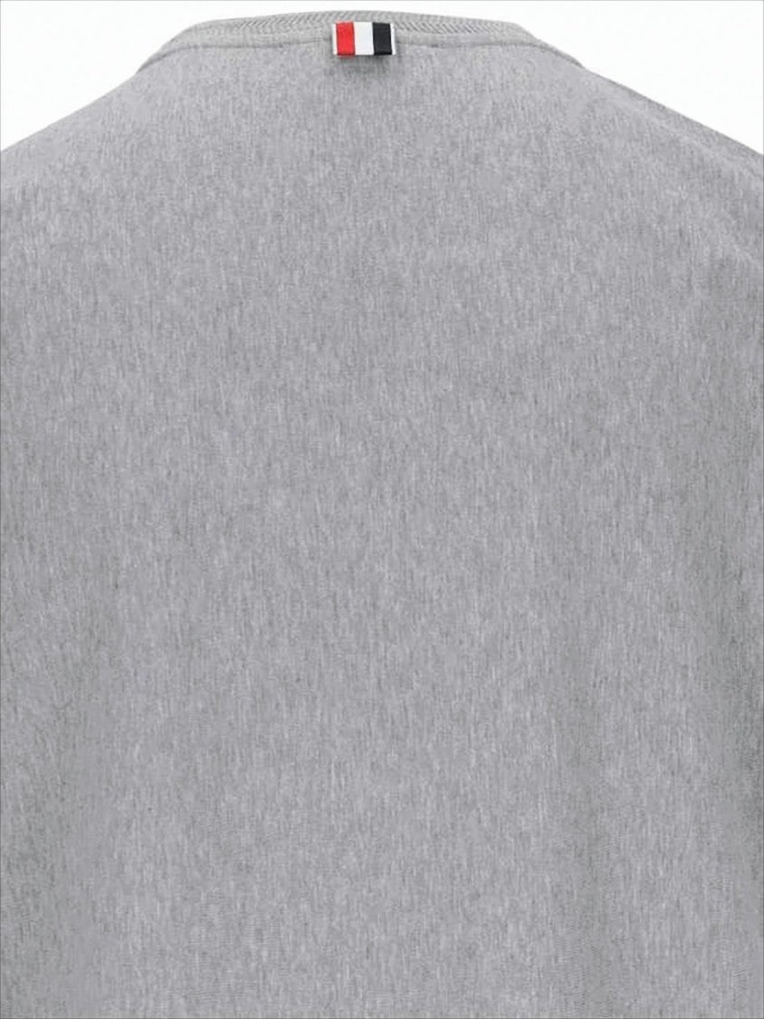 Short-Sleeved Crew Neck Cotton T-Shirt with Tricolor Stripe