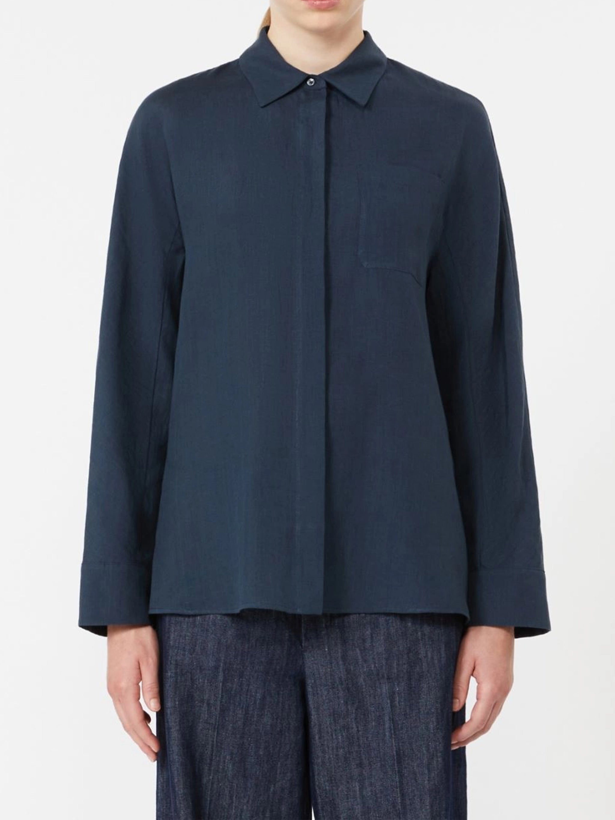 Blue Smmgala Loose-Fitting Cotton Shirt