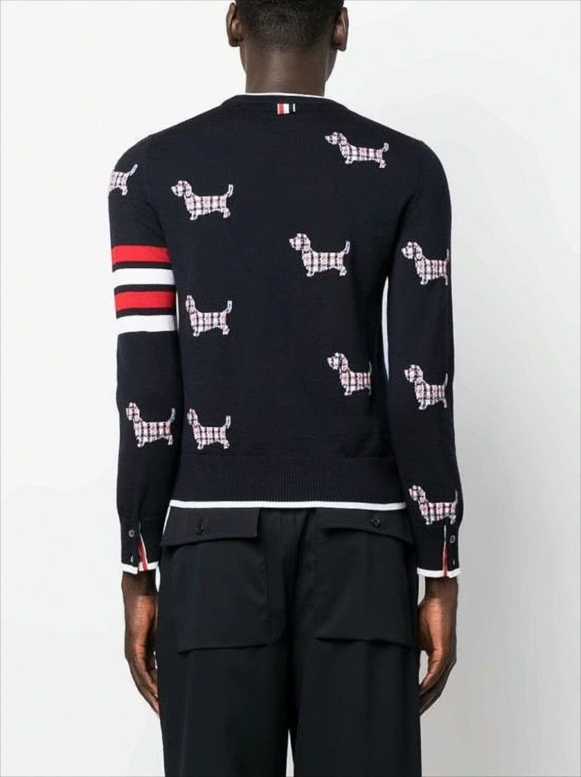 Playful Wool Blend Sweater with Dog Motifs