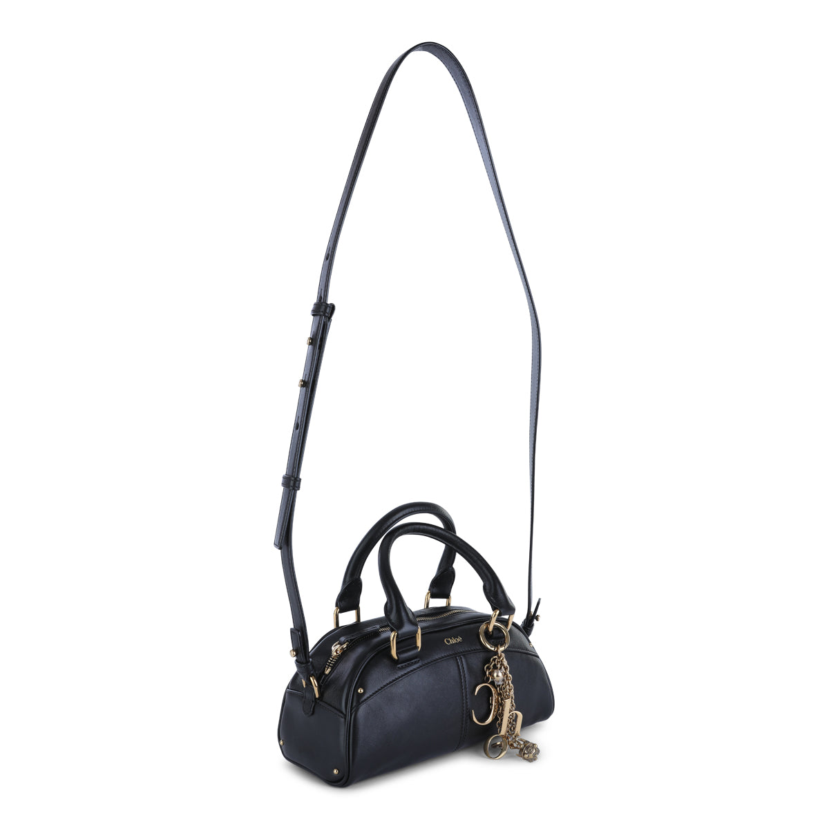 Black Leather Chloé Bowling Top Handle Bag