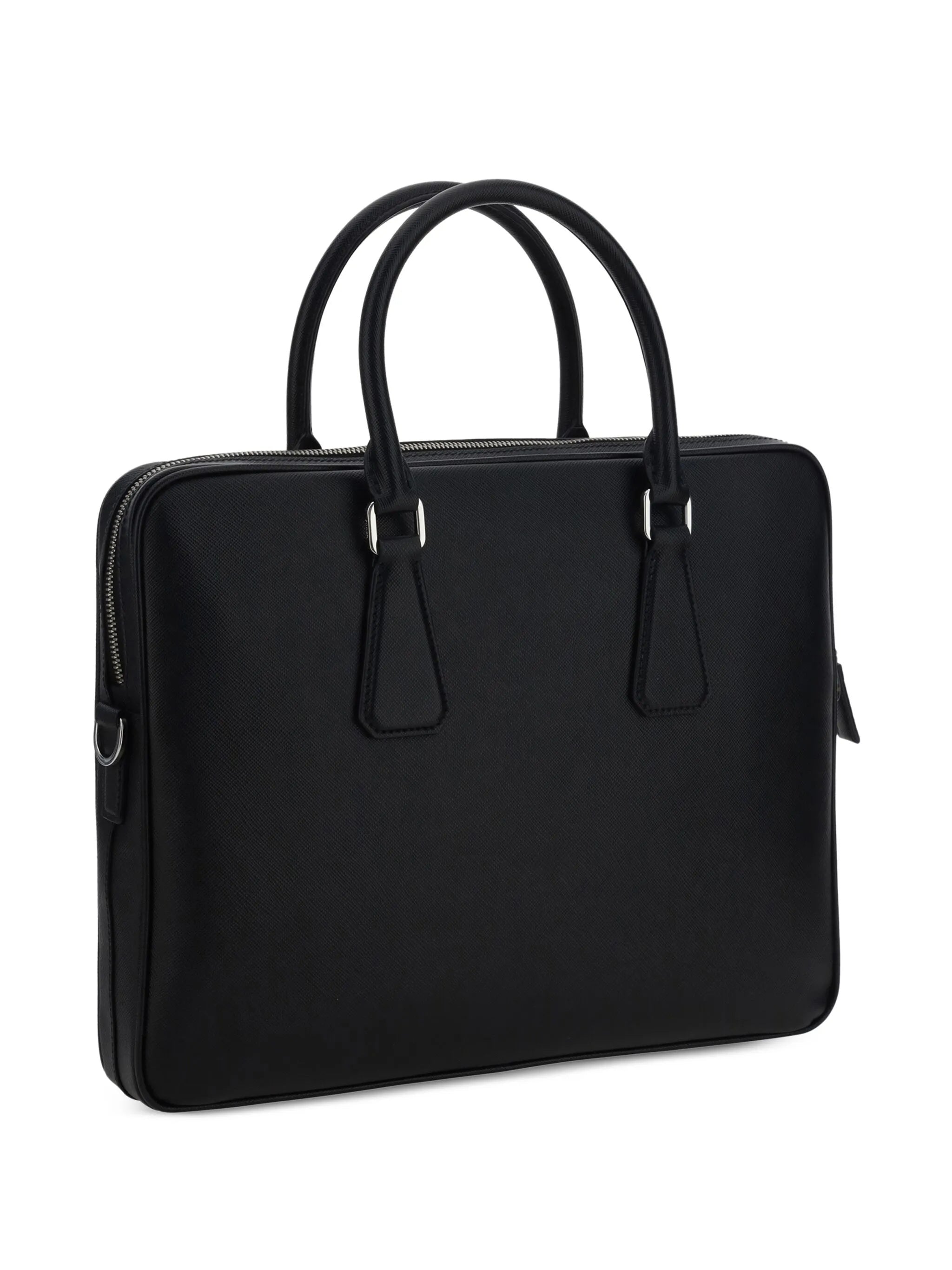 Black Structured Leather Business Bag