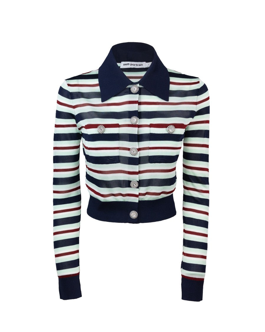 Navy Striped Viscose Sweater
