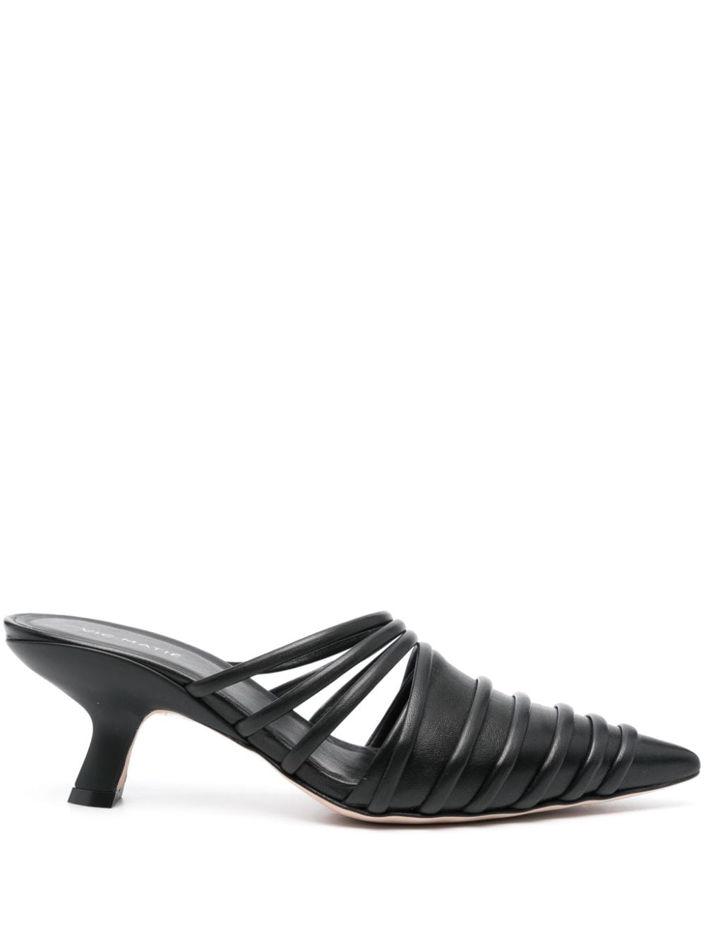 Pointed Toe Black Calf Leather Sandals