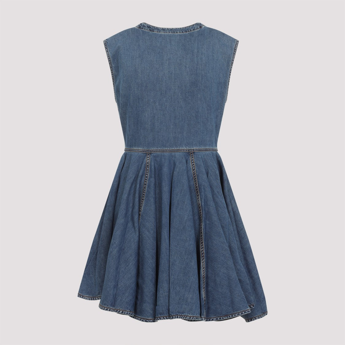 Sleeveless Denim-Texture Mini Dress