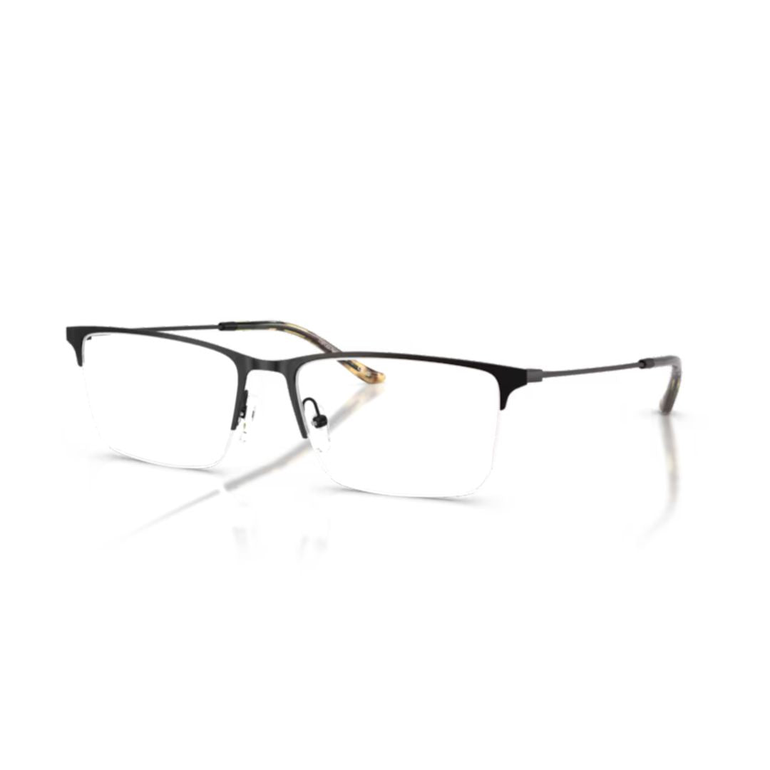 0ea1171 Rectangular Matte Black Metal Eyeglasses with Tortoiseshell Temples