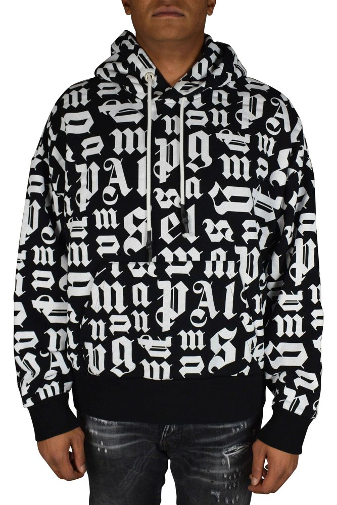 Palm Angels Broken Monogram Hoodie With Drawstrings