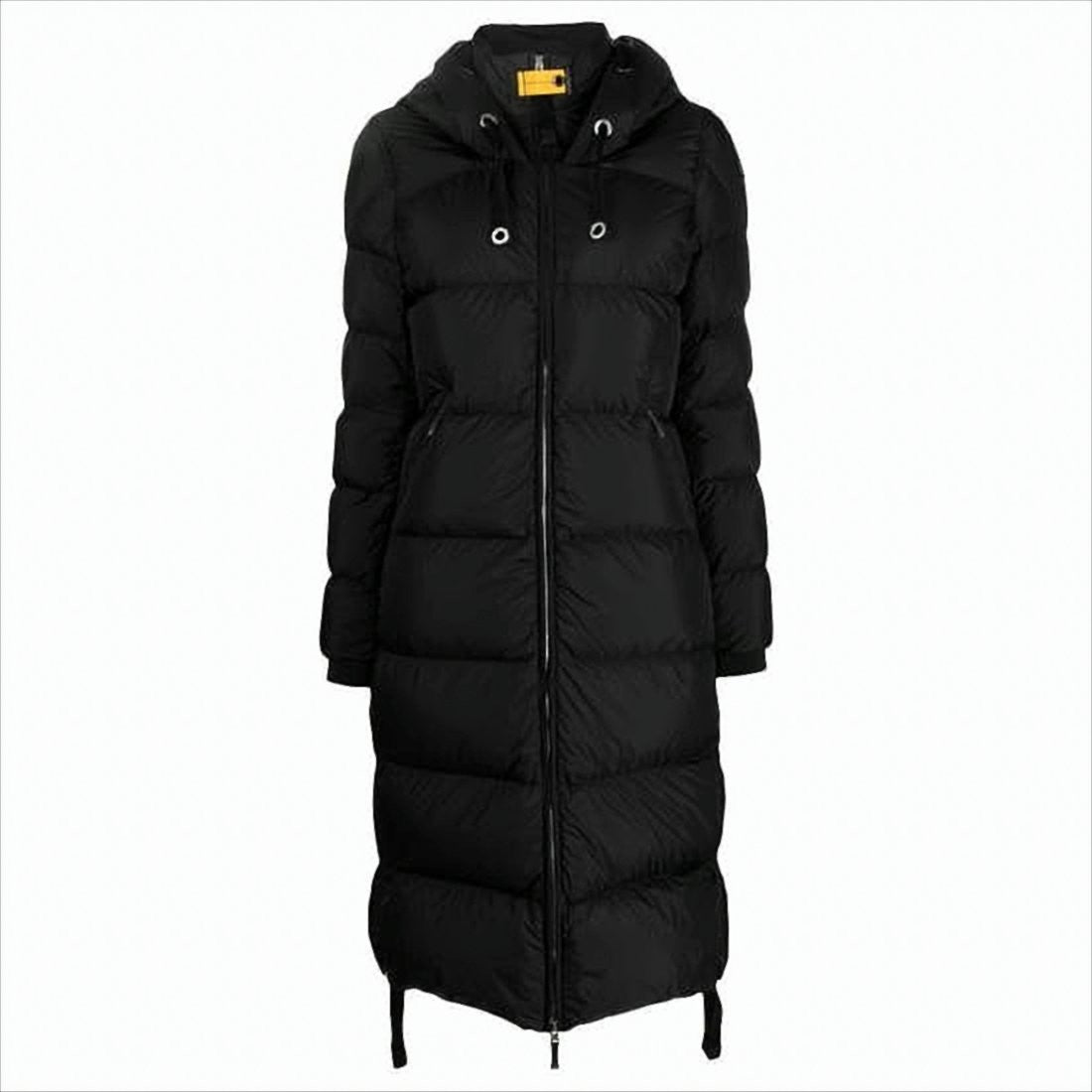 Long Quilted Padded Coat with High Collar and Hood