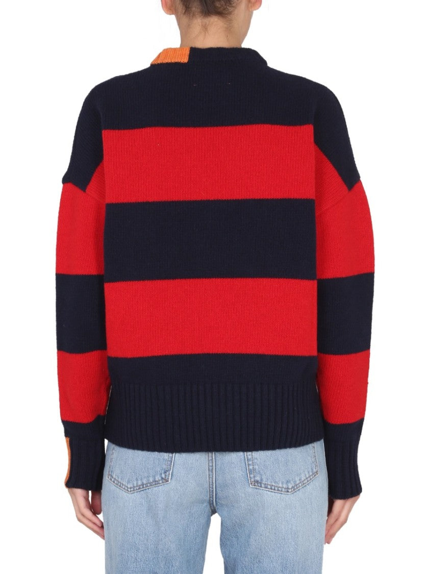 Cross-Neck Rugby Shirt With Horizontal Stripes