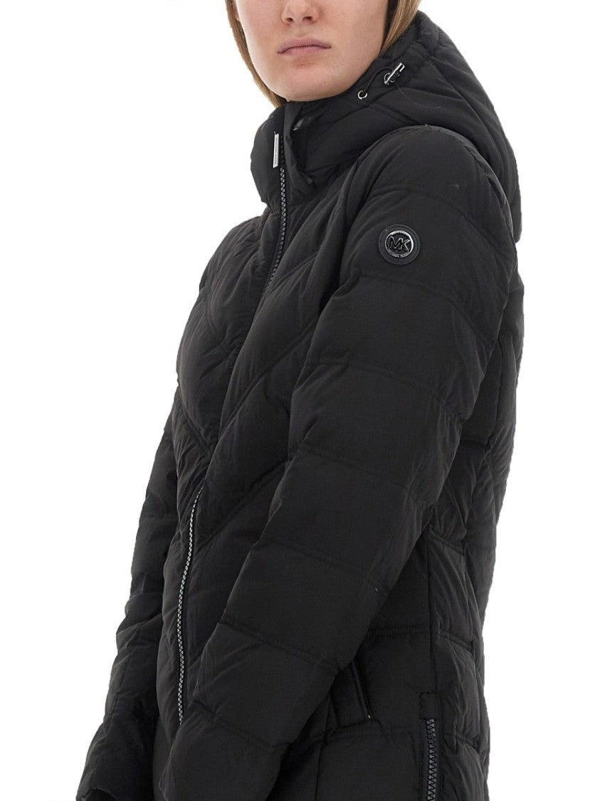 Quilted Black Hooded Parka