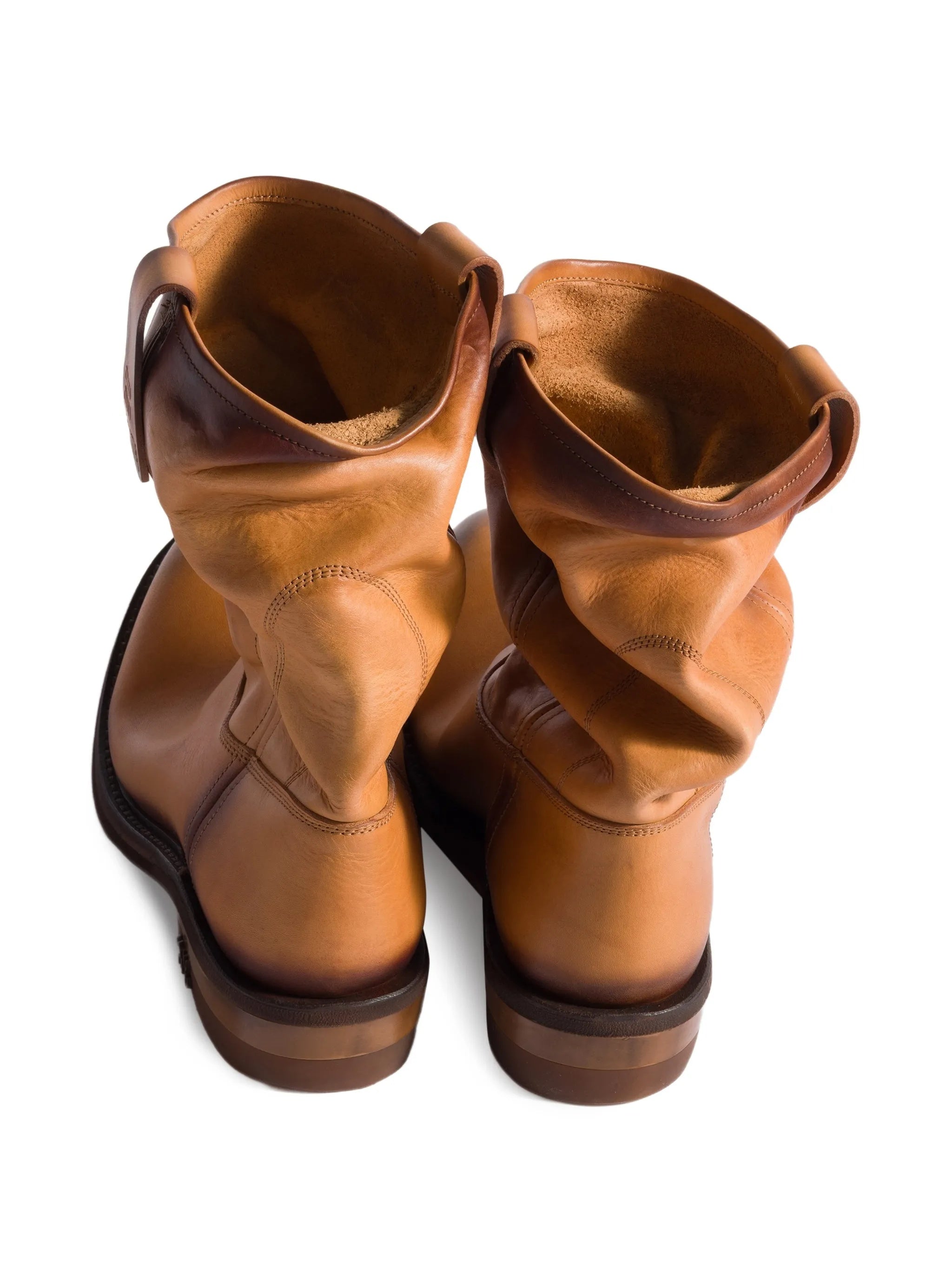 Brown Stivaletti Mid-Calf Slouchy Leather Boots