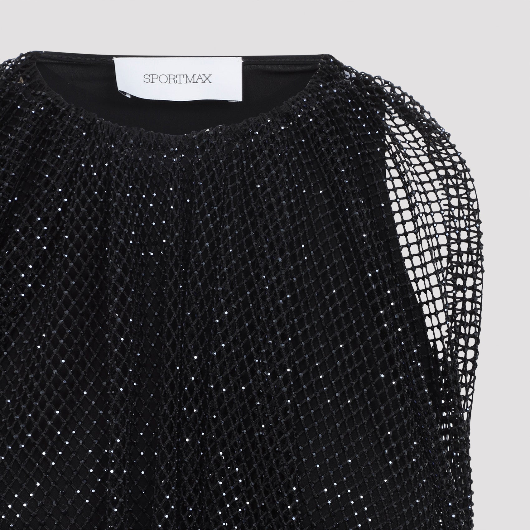 Sleeveless Black Mesh Overlay Top