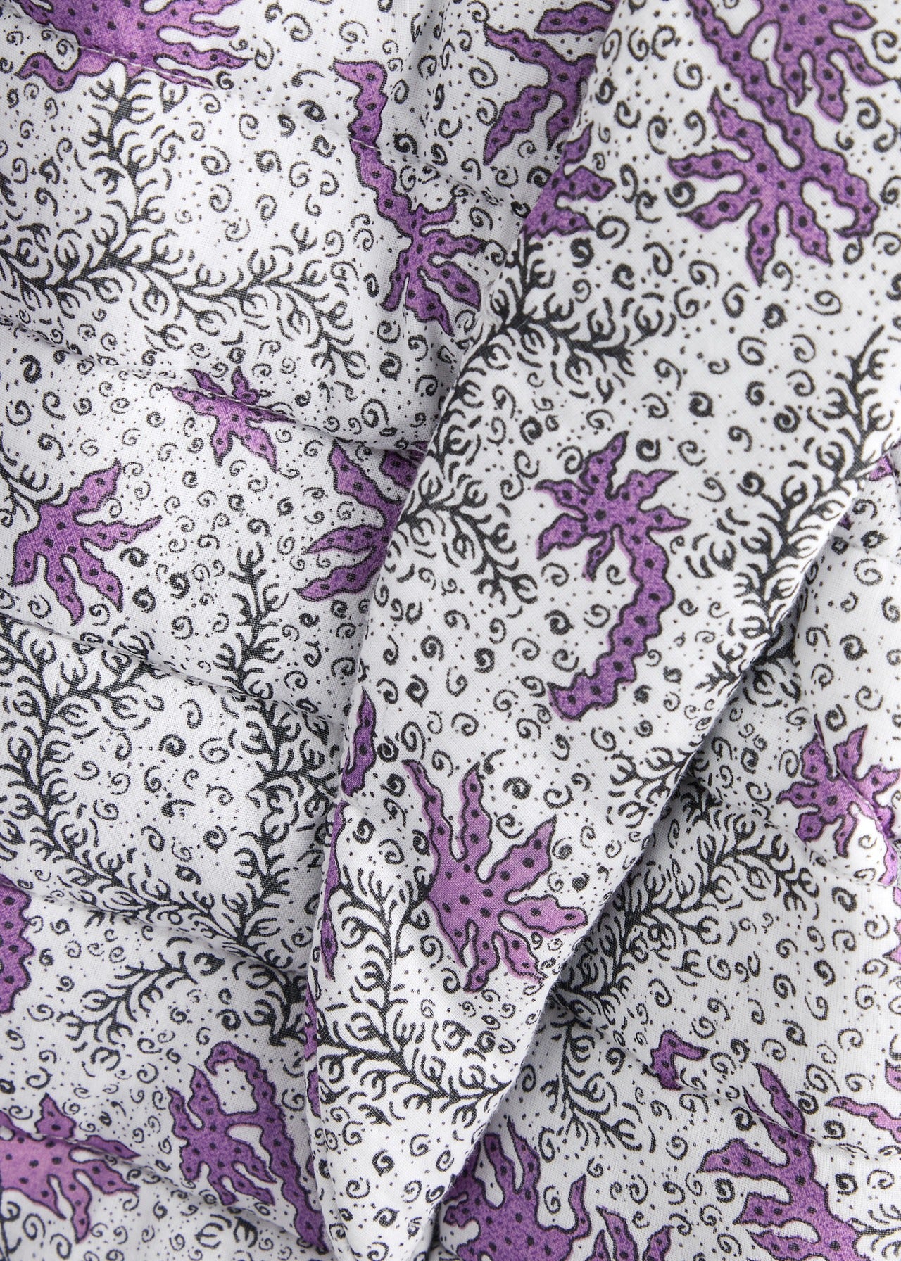 Cropped Quilted Jacket with Floral Pattern