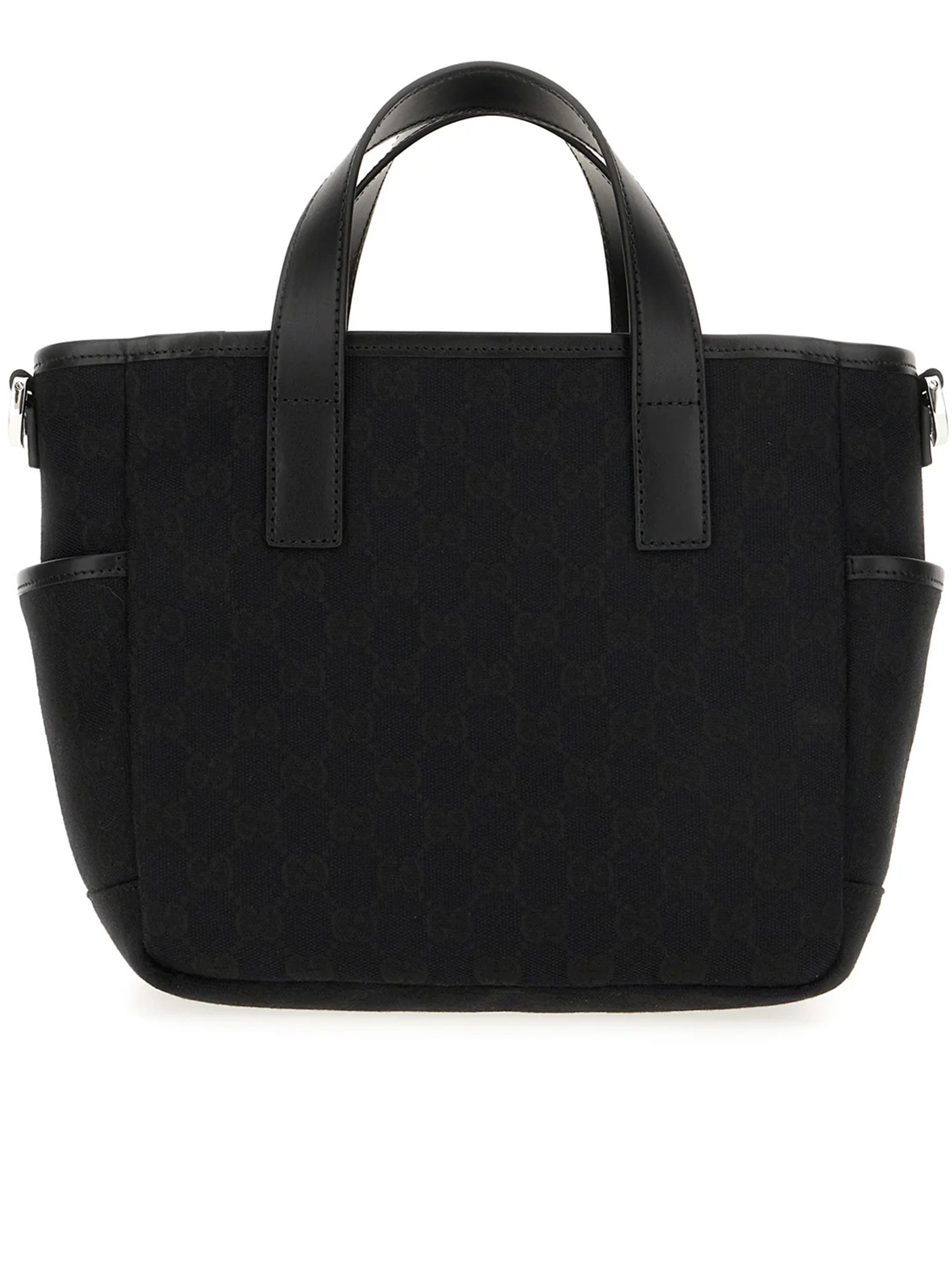 Black Subtle Monogram Buckle Tote Bag