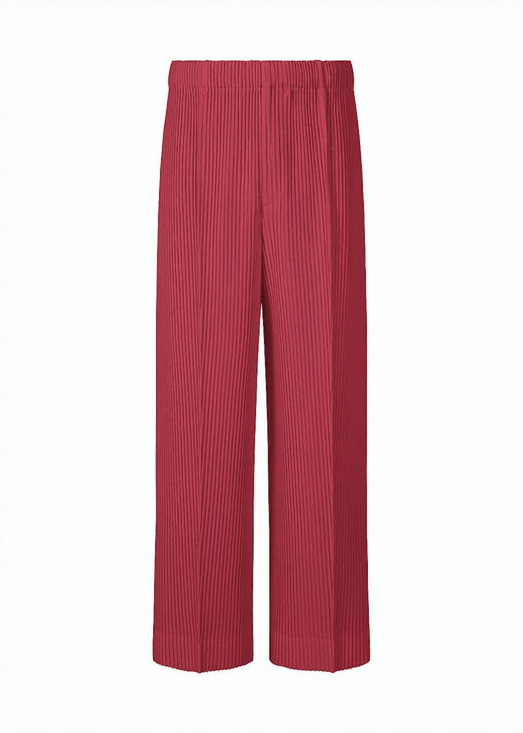 Pleated Green Pants With Textured Vertical Stripe