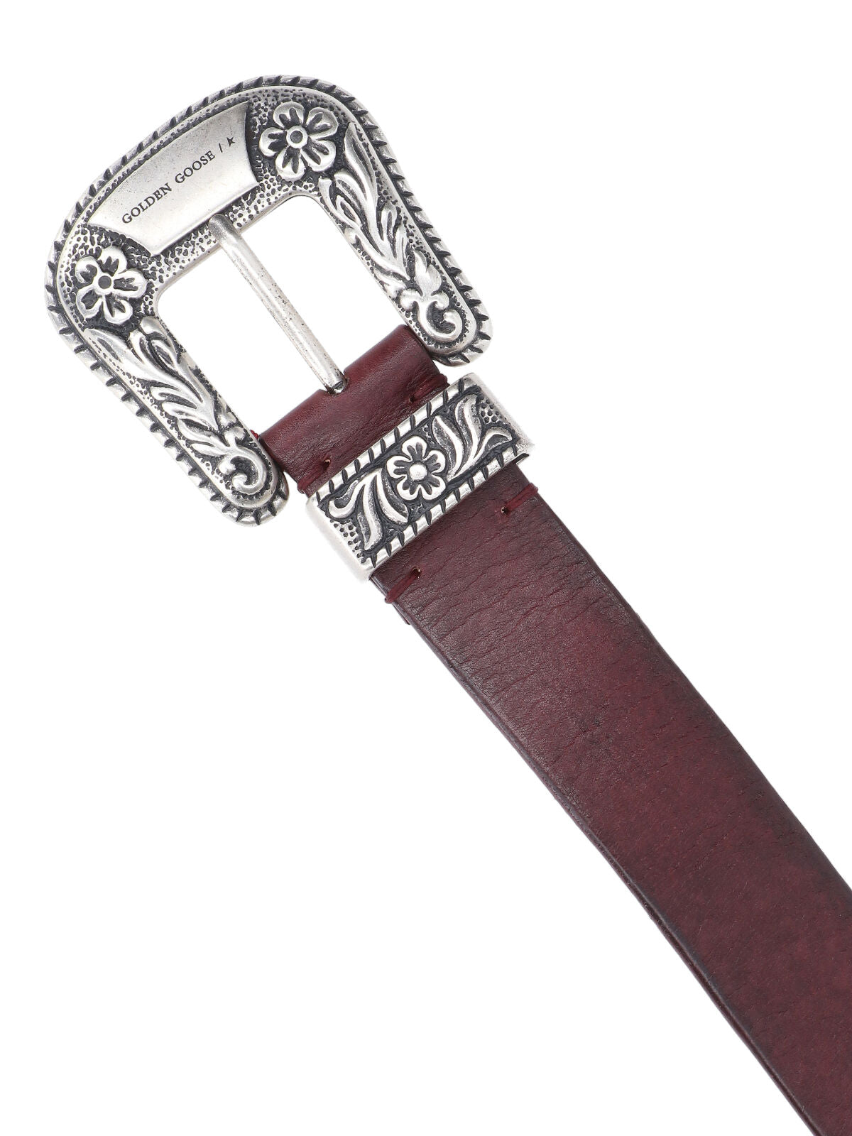 Bordeaux Ornate Buckle Leather Belt