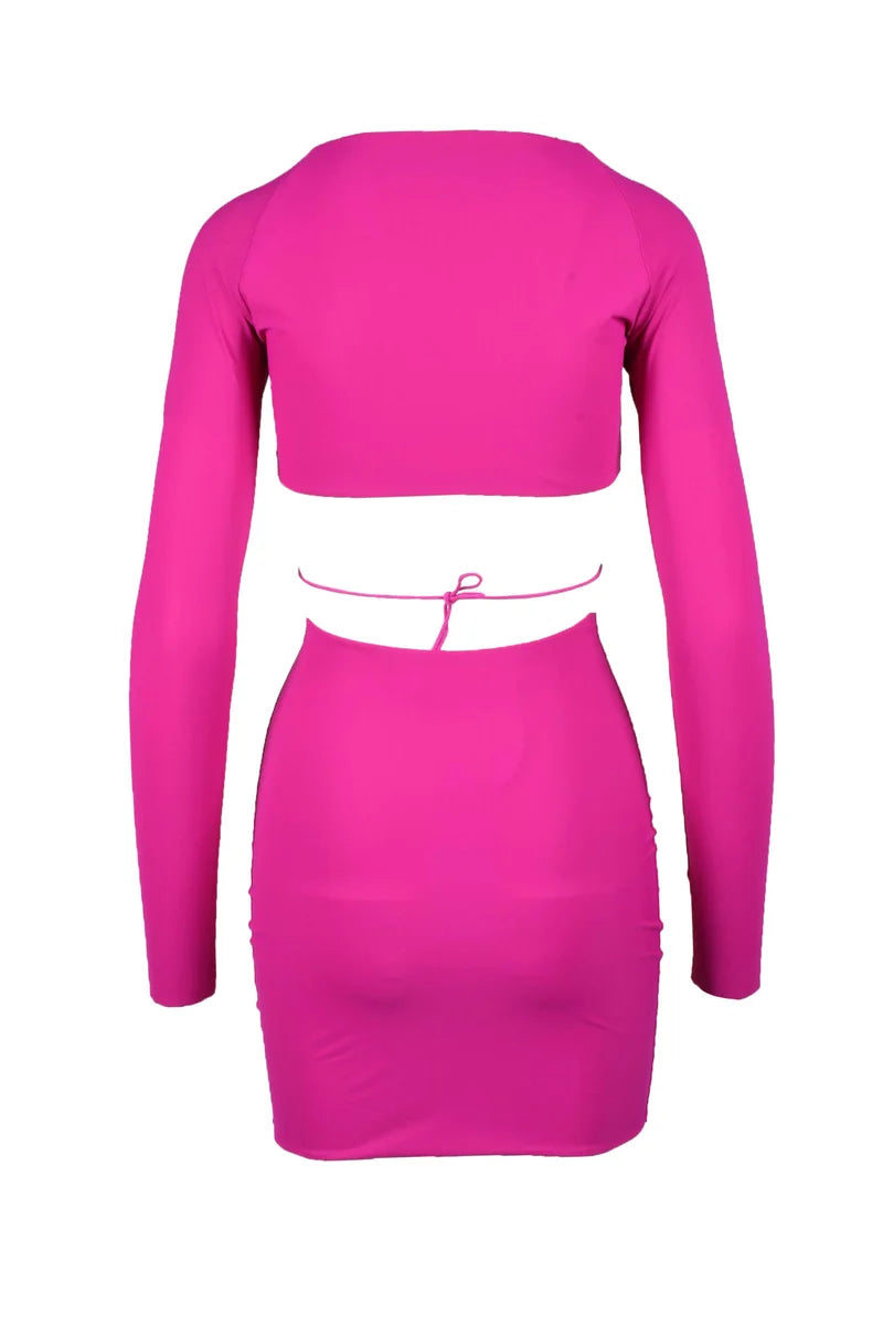 Fuchsia Mini Dress with Cut-Out Details
