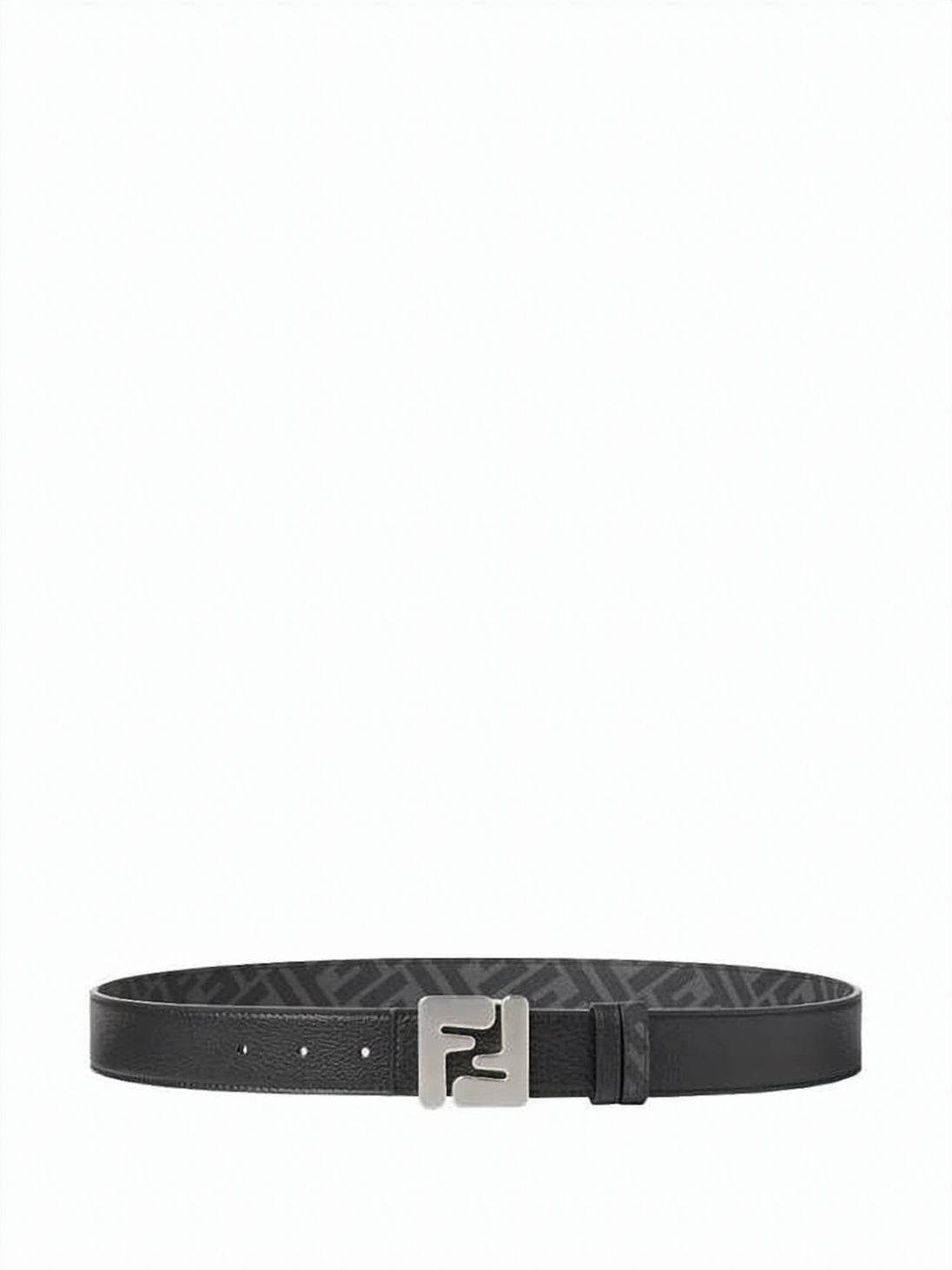 Textured Black Calf Leather Fendi Belt With Geometric Buckle
