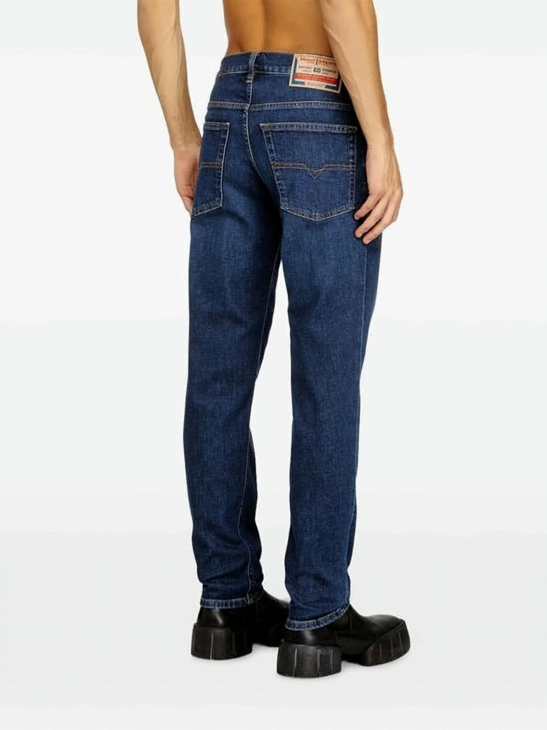Straight-Leg Denim Pants with Subtle Fading and Five-Pocket Styling