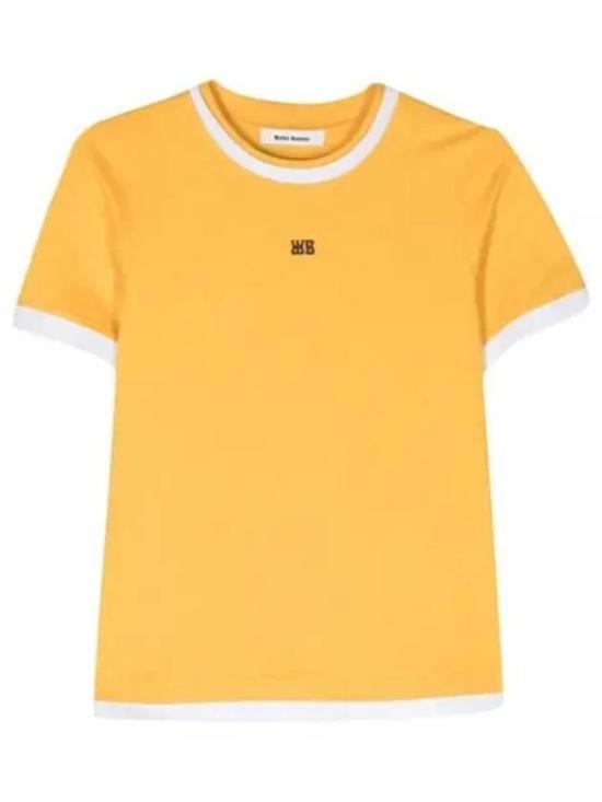 Short-Sleeved T-Shirt with White Trim and Logo Detail