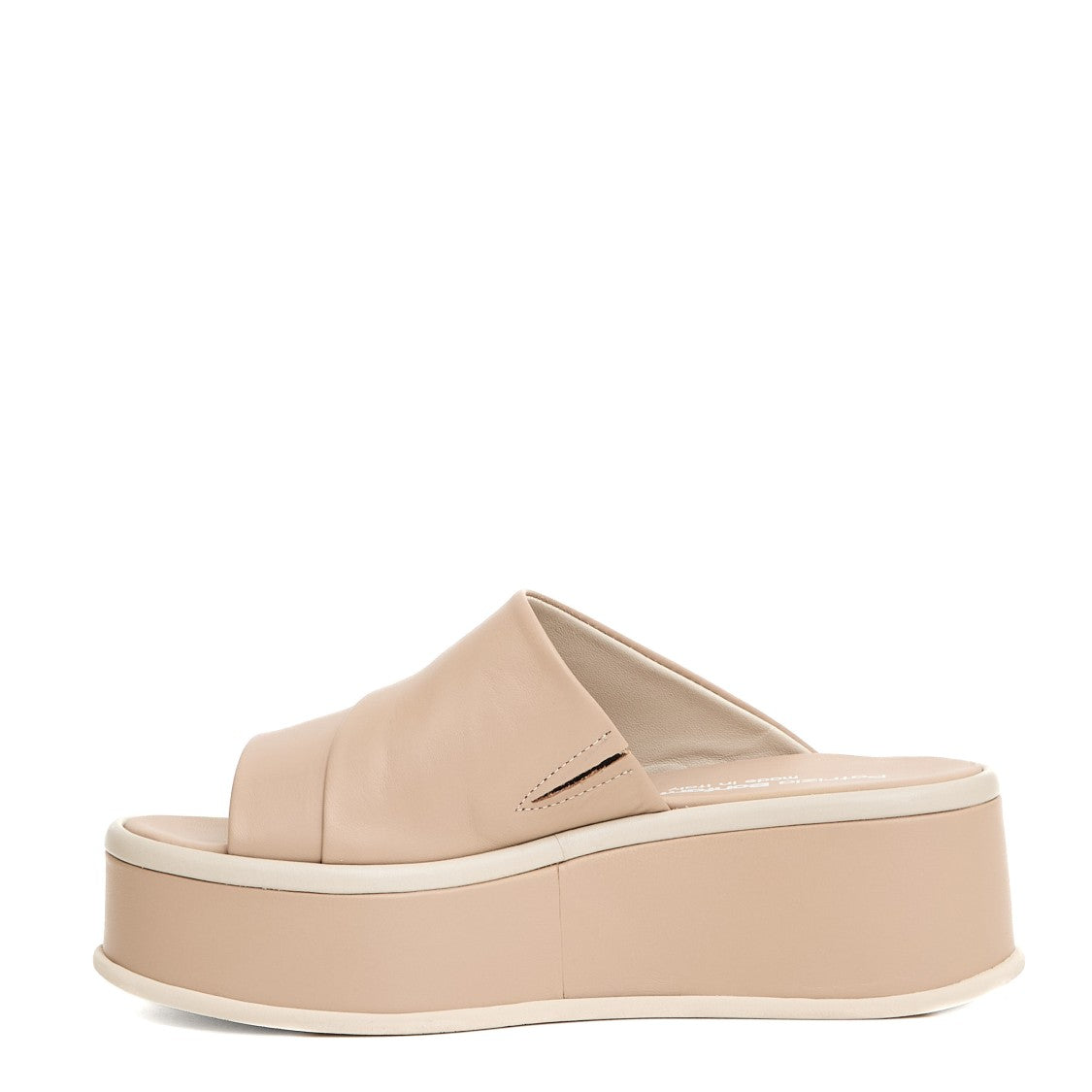 5Cm Beige Leather Wedge Slipper