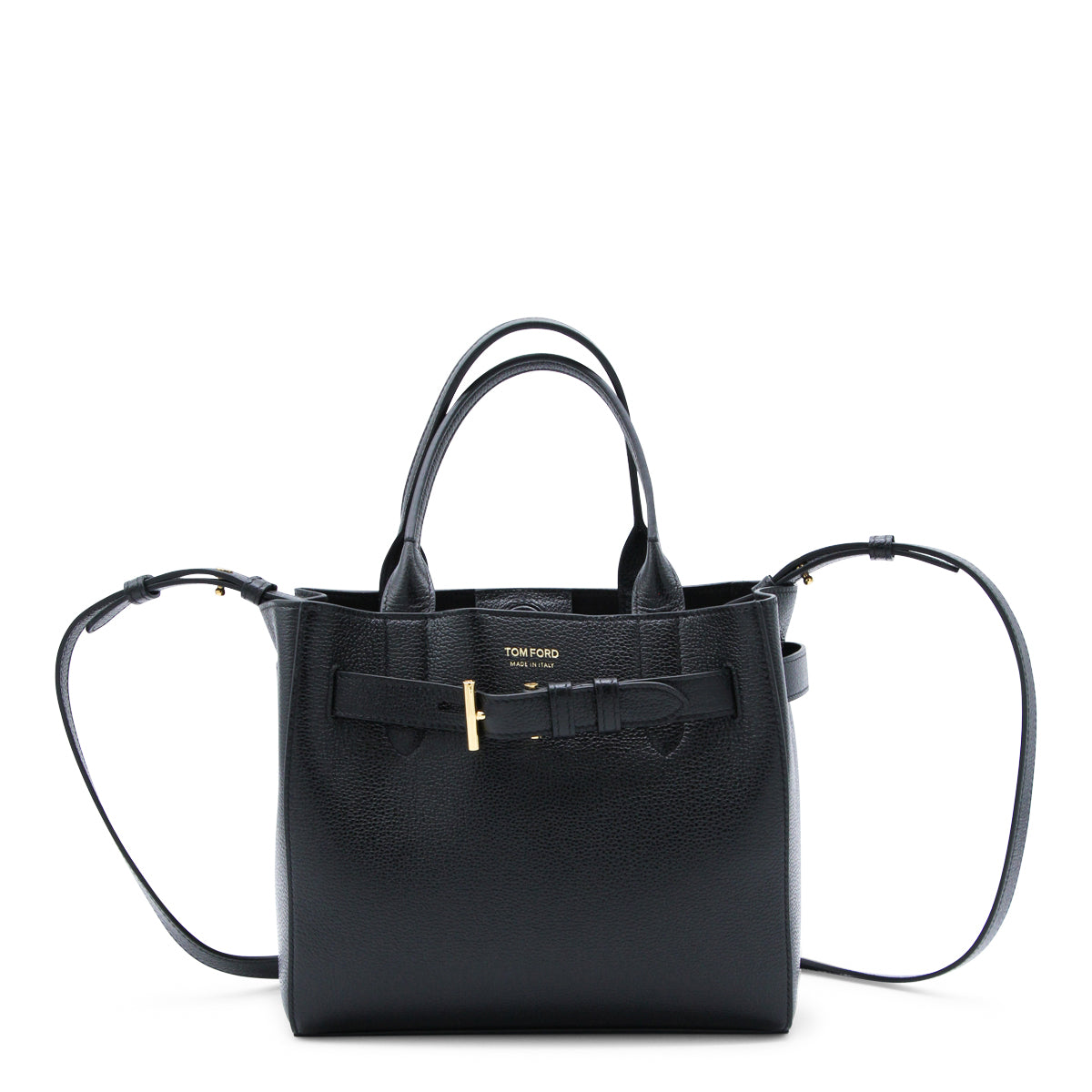 Textured Leather Tote with Gold-tone Hardware