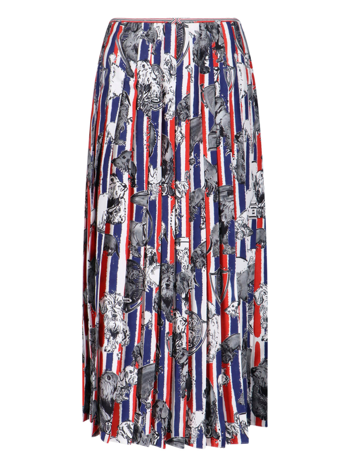 Multicolor Hector Dog Pleated Silk Skirt