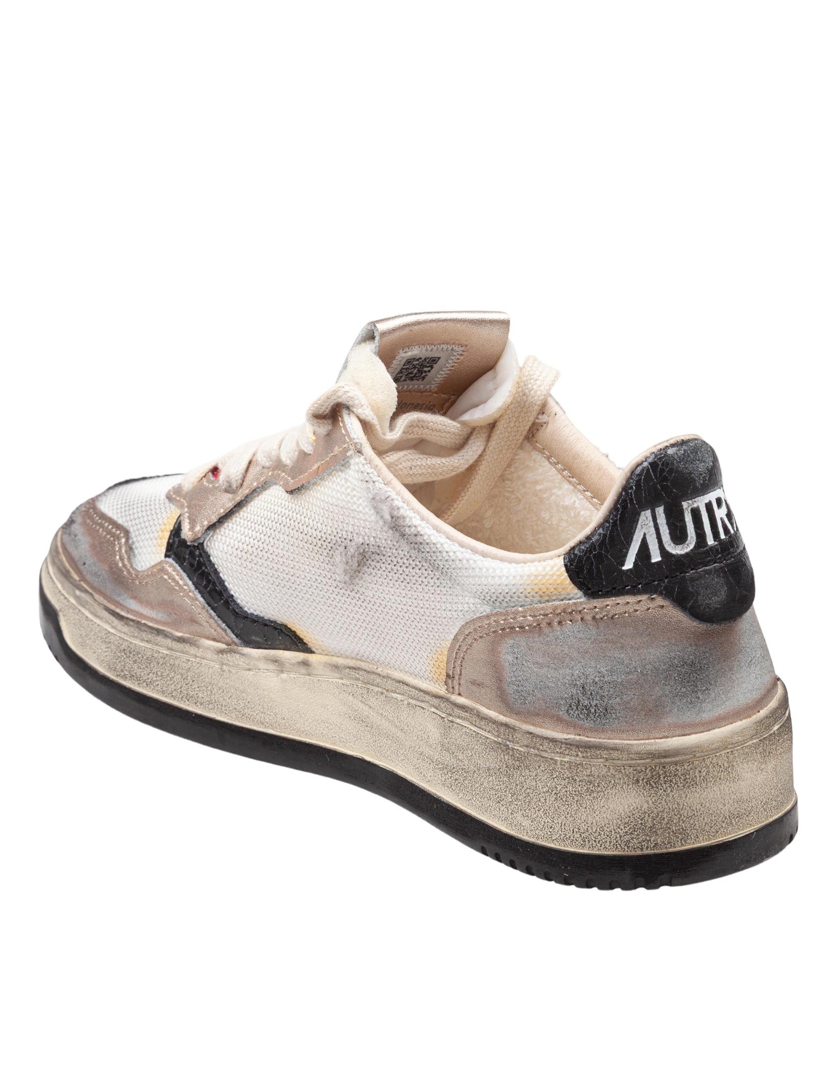 Sup Vint Low Sneakers In Crackled Leather, Micromesh,