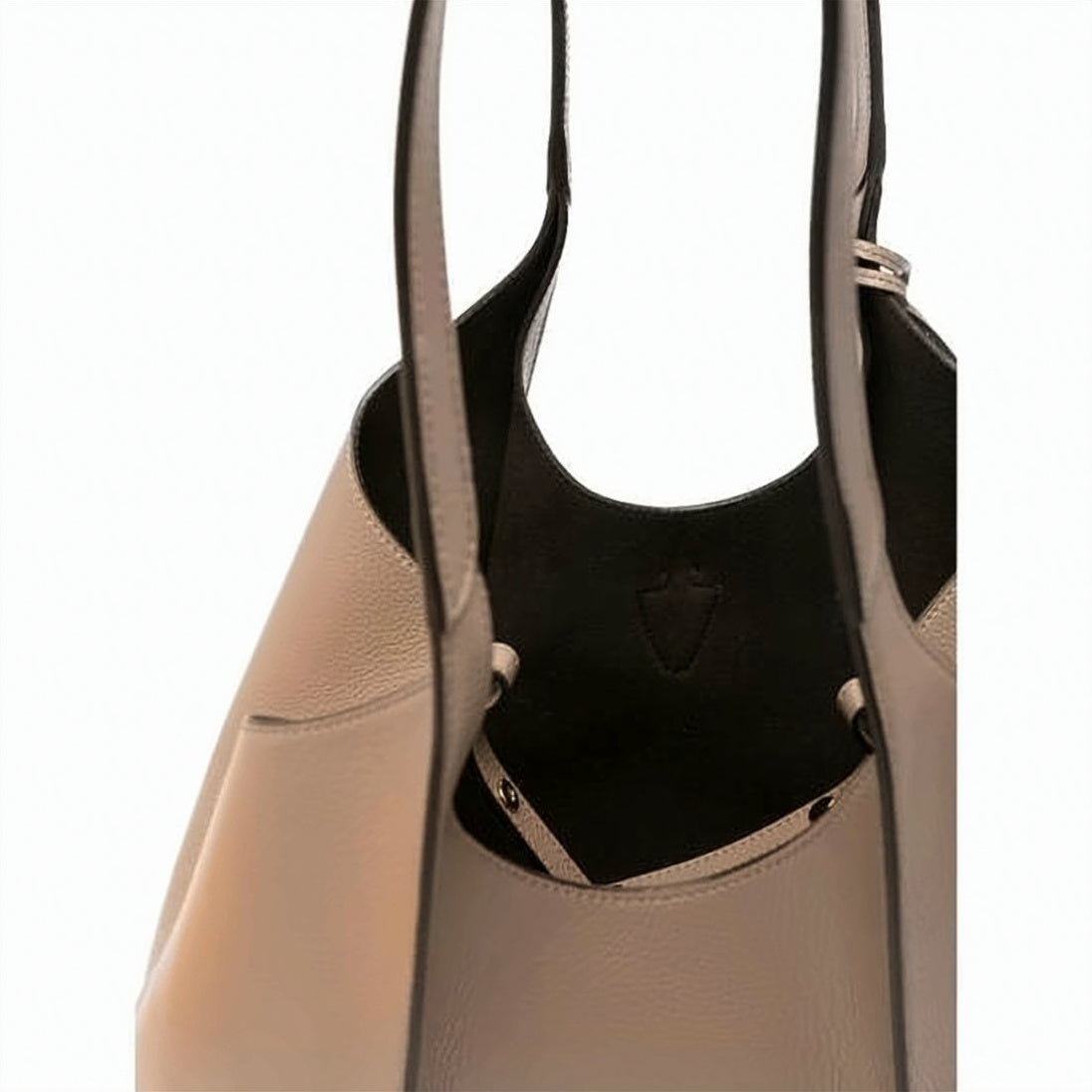 Structured Pebbled Calf Leather Small Shopper Bag