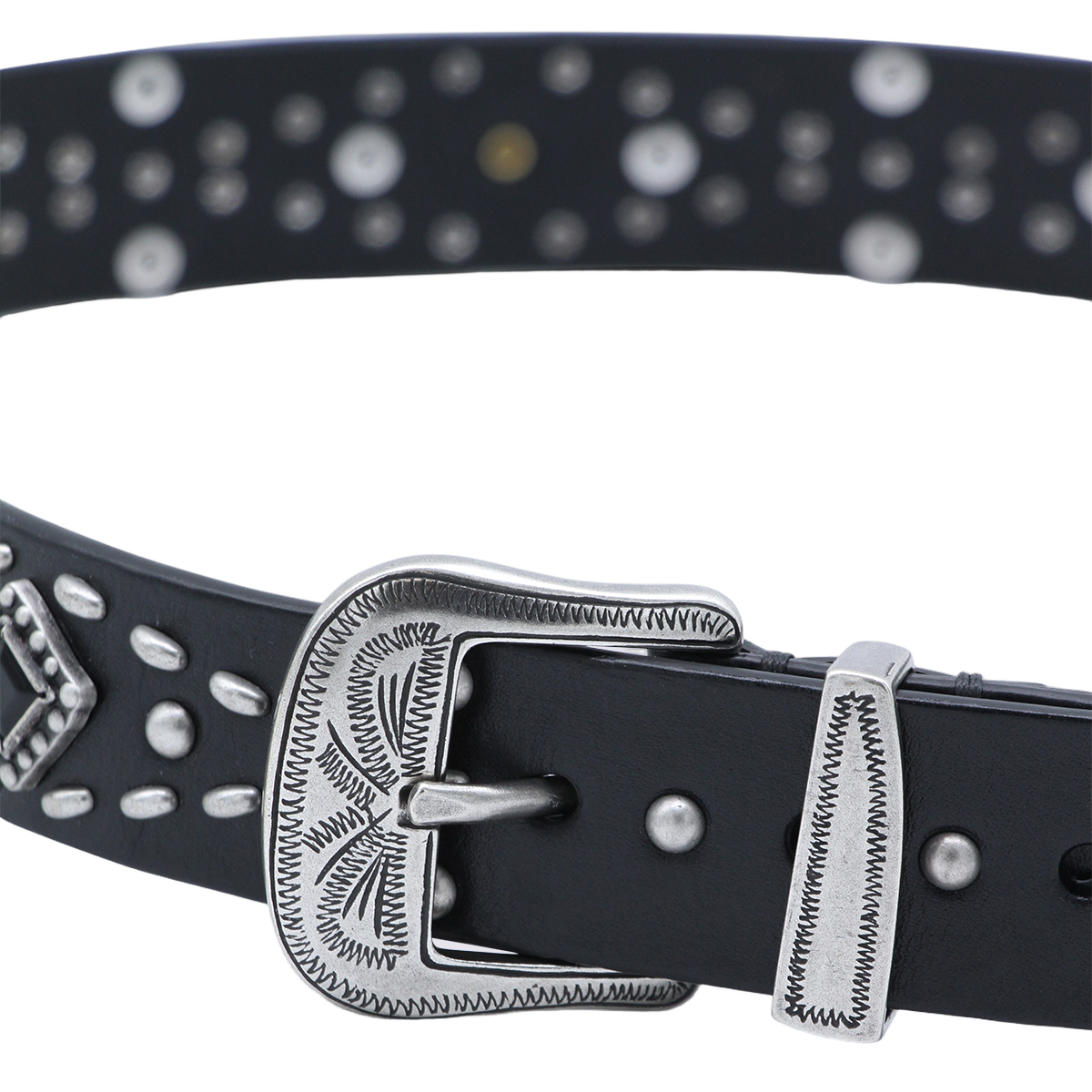 Intricate Studded Black Belt