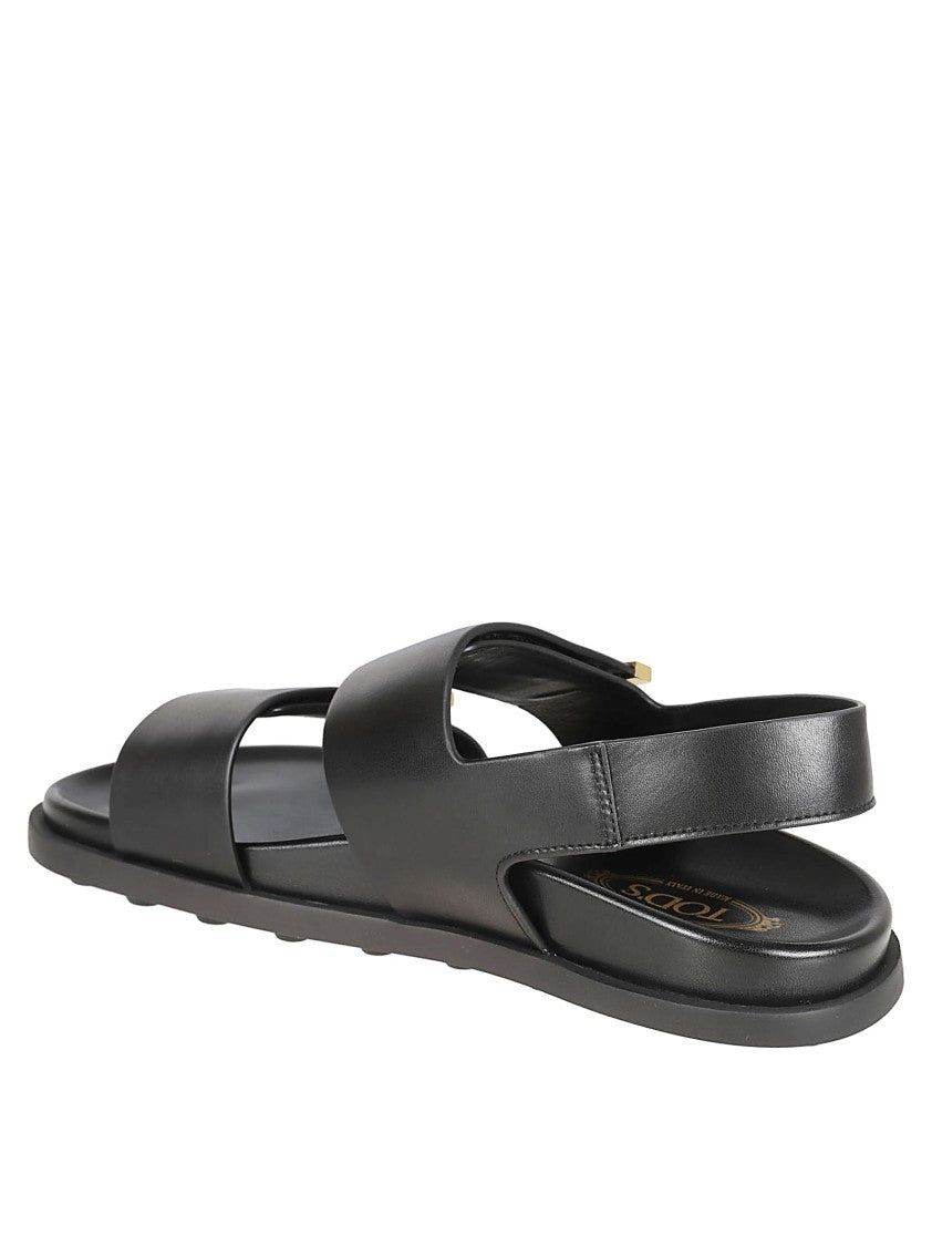 Black Sandals With Gold Accent