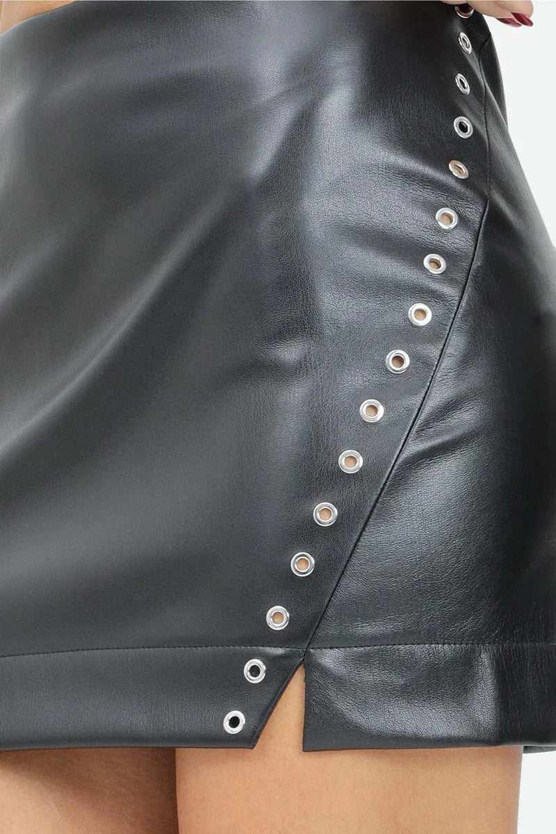Mini Faux Leather Skirt - Black