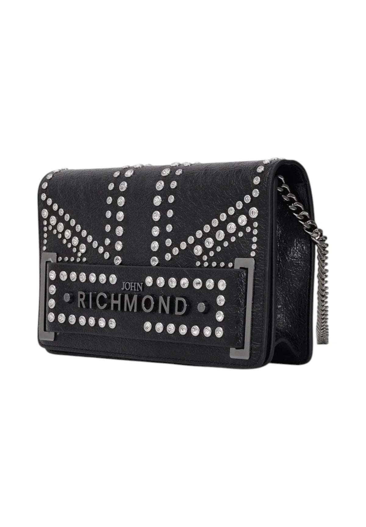 Studded Black Polyurethane Shoulder Bag