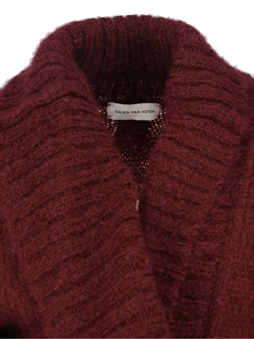 Oversized Mohair-Blend Cardigan – Bordeaux