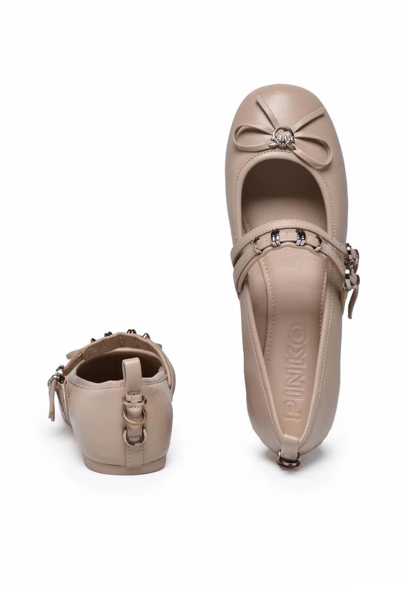 Leather Ballerinas - Beige