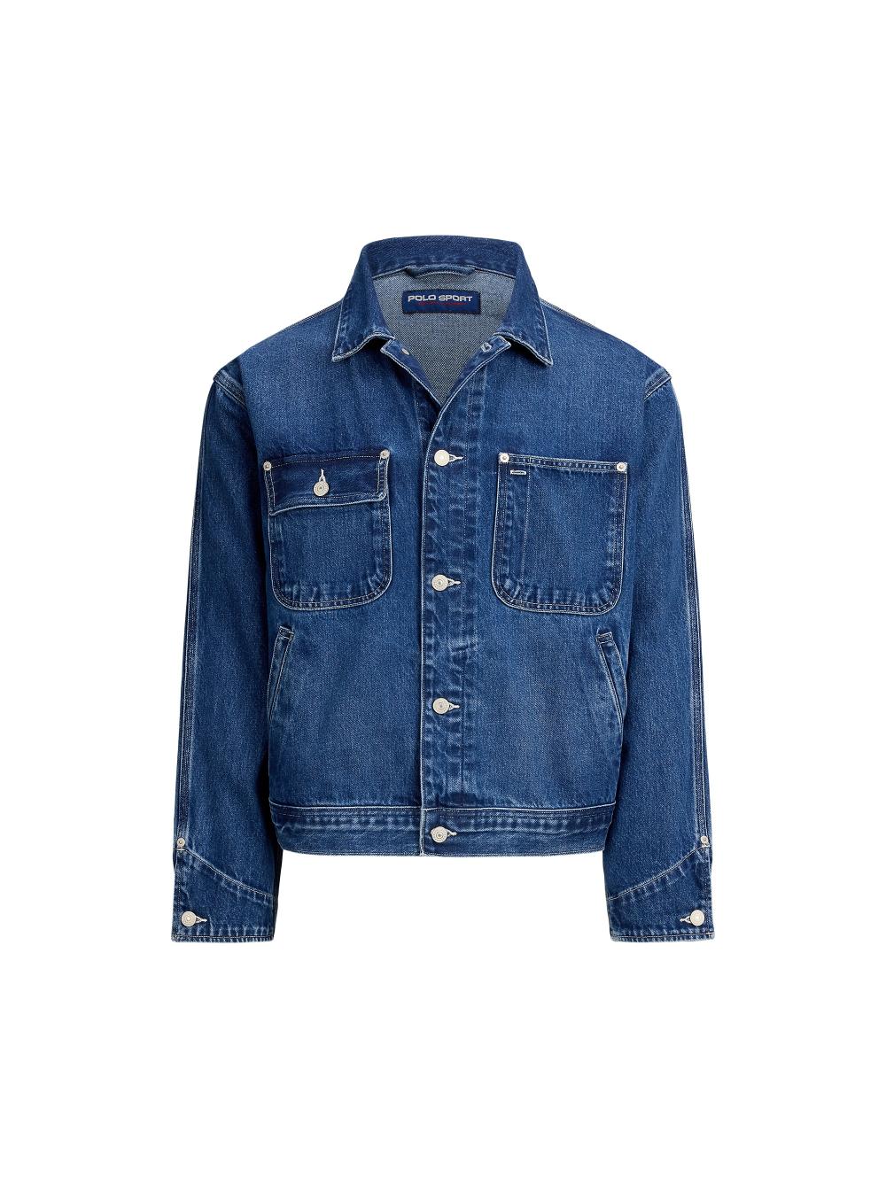 Denim Jacket with Front Metal Button Placket