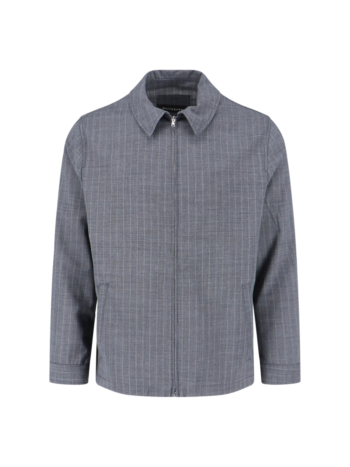 Grey Pinstripe Virgin Wool Blend Jacket