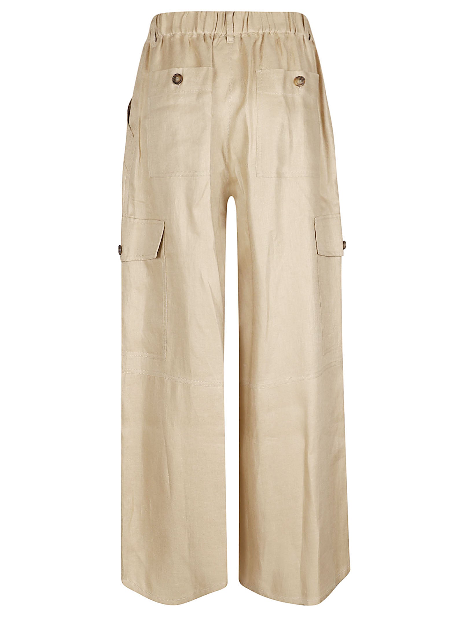 Cropped Wide-Leg Trousers with High Waist and Flap Pockets