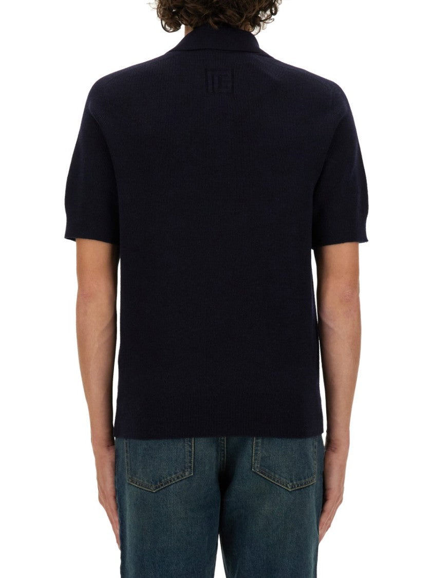 Classic Black Merino Wool Polo Shirt