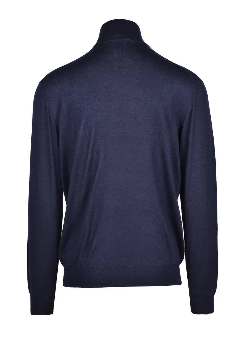 High Neck Zip Pullover - Blue